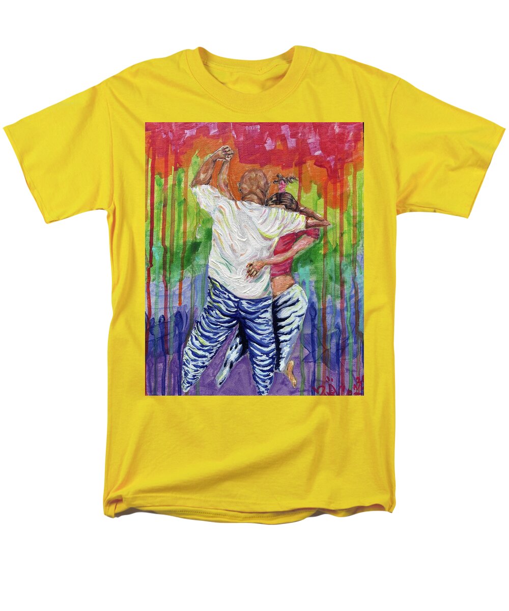 Couple Dancing with Rainbow Backdrop - Men's T-Shirt (Regular Fit)