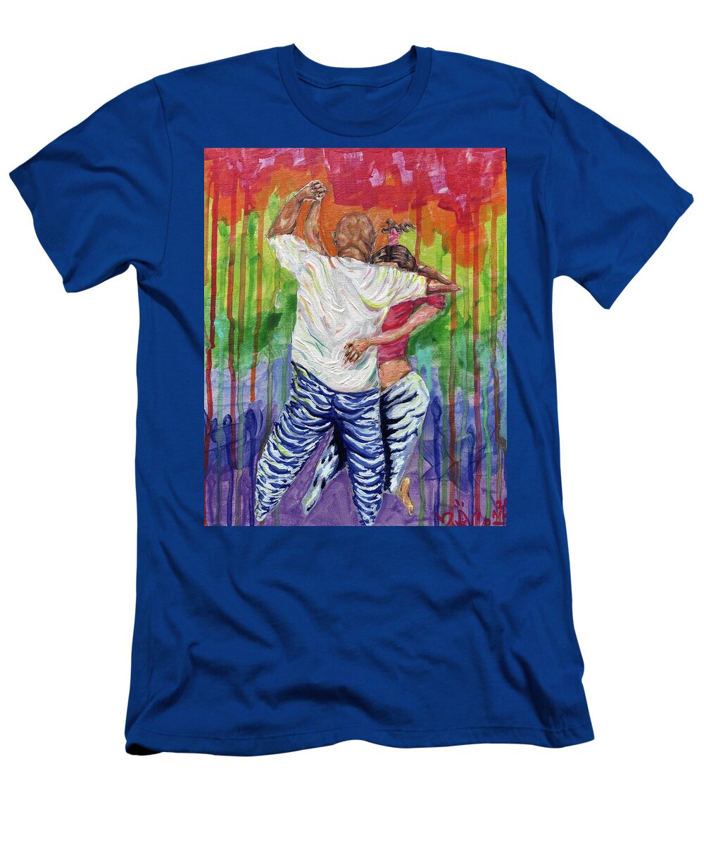 Couple Dancing with Rainbow Backdrop - T-Shirt