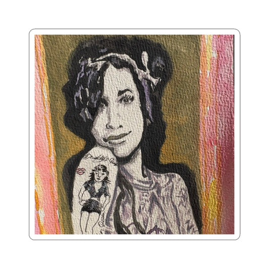 Amy W. Portrait Kiss-Cut Sticker — Retro Tattoo Art Laptop Decal