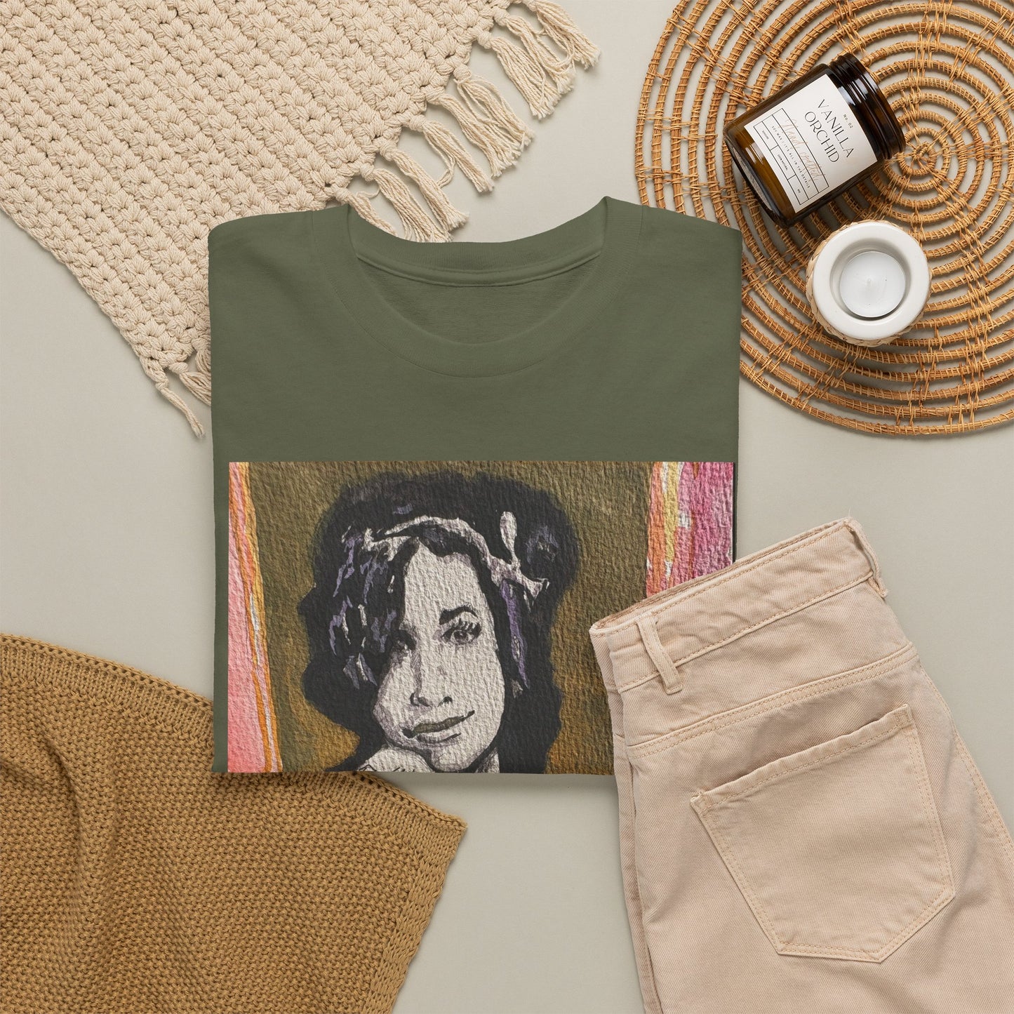Camden Queen Amy W. Portrait Art Tee — Watercolor Painted Amy W. Hand-Drawn Tattooed Woman Graphic T-Shirt