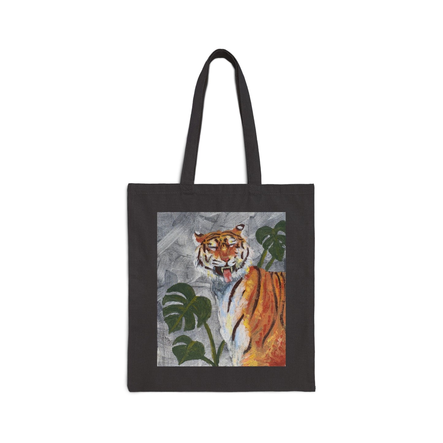 Tiger Art Canvas Tote Bag — "Tiger got your tongue." 'Eye Adventure Studio' Printed Cotton Shopper
