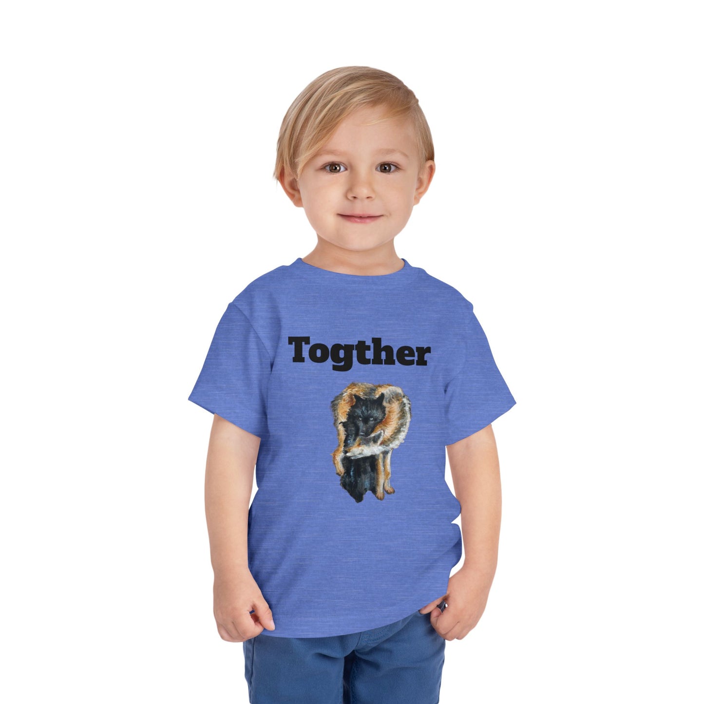Toddler Tee — 'Together' Wolves Hug Design