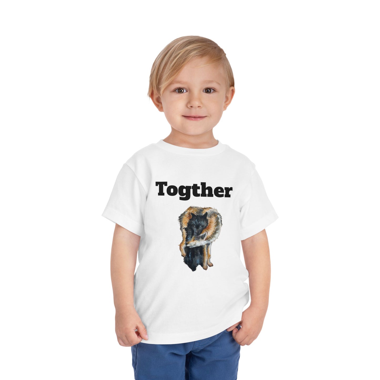 Toddler Tee — 'Together' Wolves Hug Design