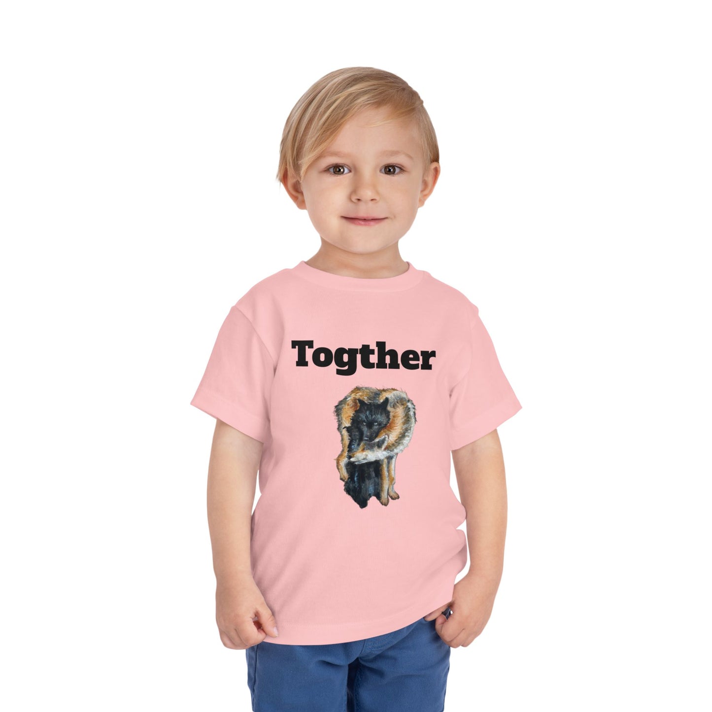 Toddler Tee — 'Together' Wolves Hug Design