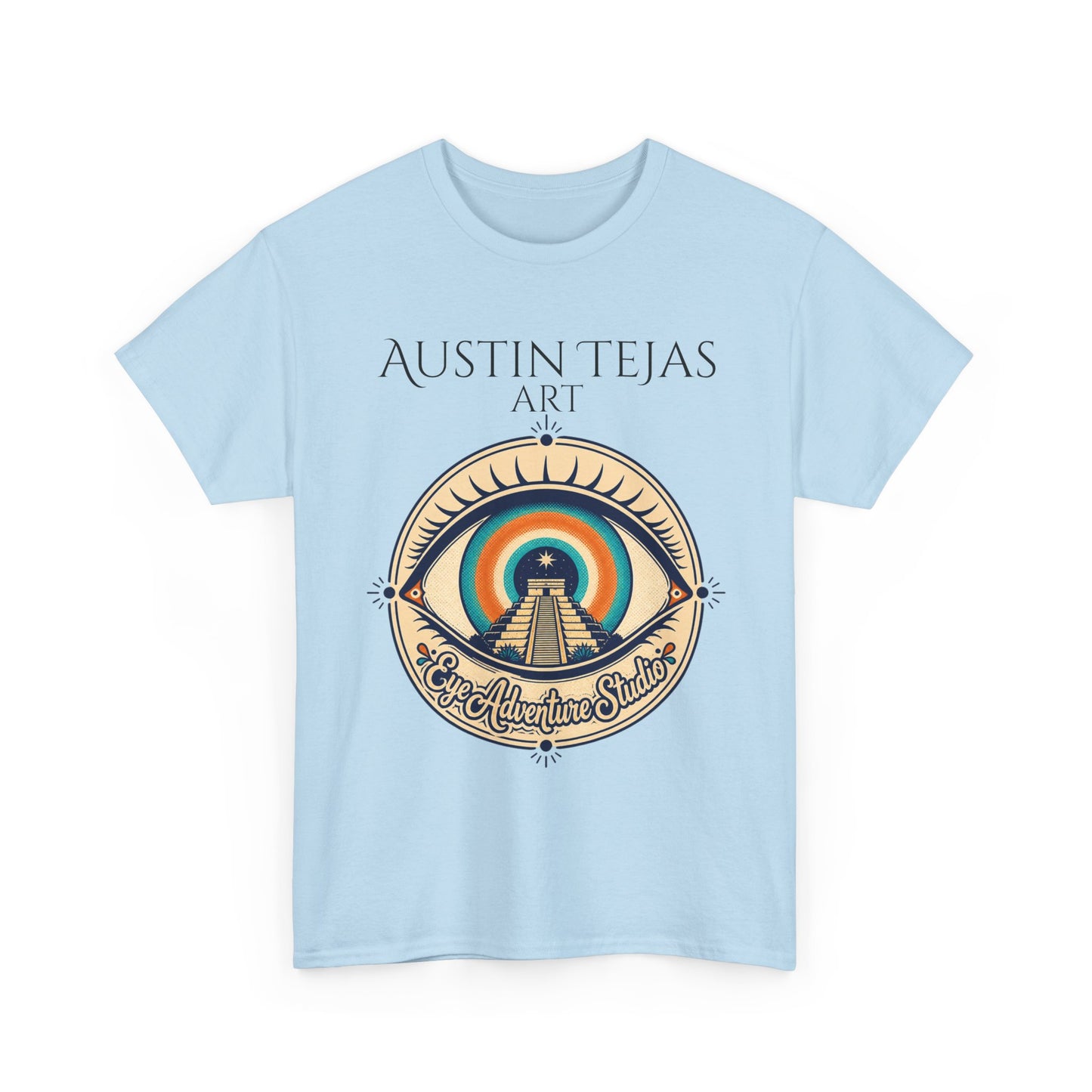 Mayan Pyramid Sunset Art Tee — "Austin Tejas Art" Graphic T-Shirt