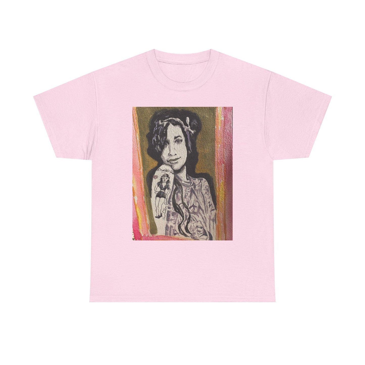 Camden Queen Amy W. Portrait Art Tee — Watercolor Painted Amy W. Hand-Drawn Tattooed Woman Graphic T-Shirt