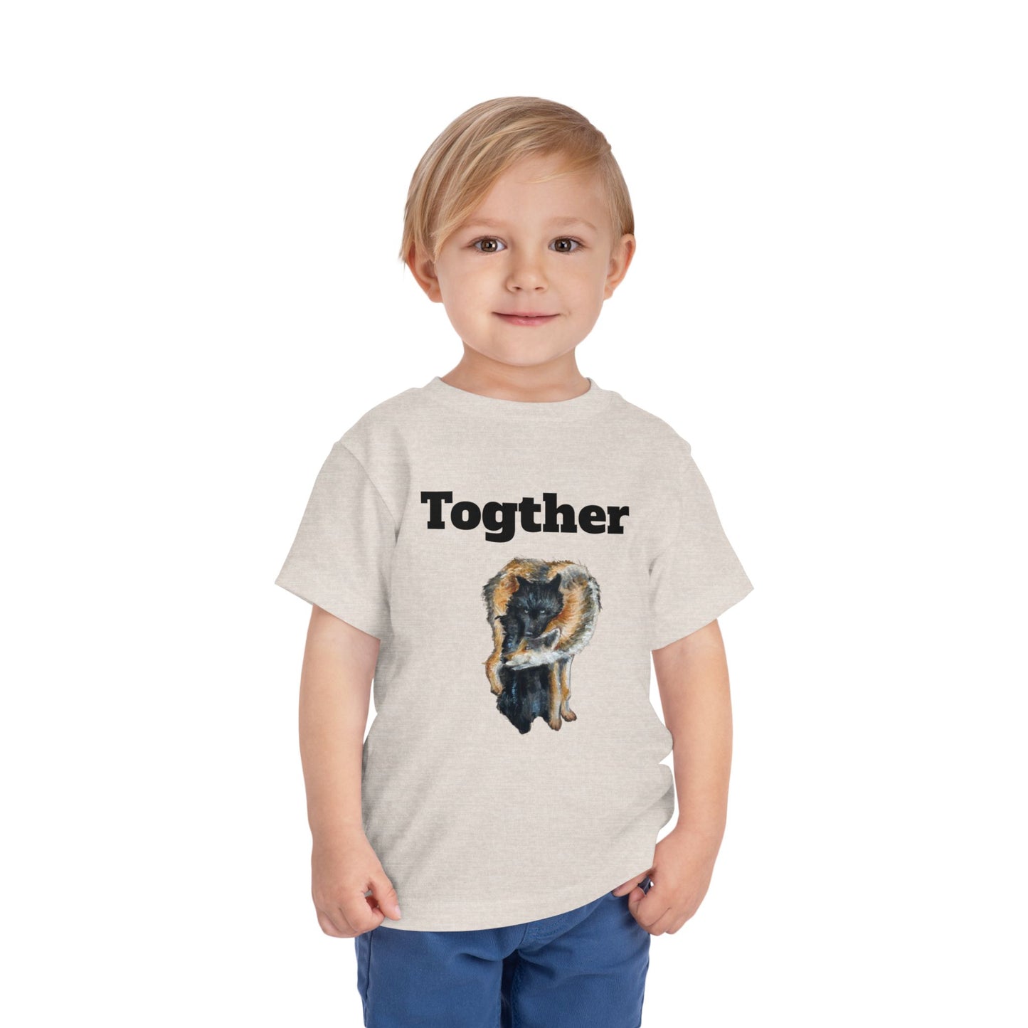 Toddler Tee — 'Together' Wolves Hug Design