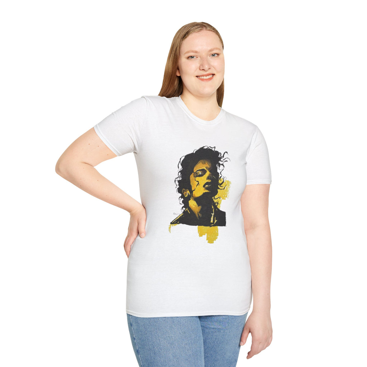 Mike's Light Portrait Graphic T-Shirt M. Jackson hand drawn illustration