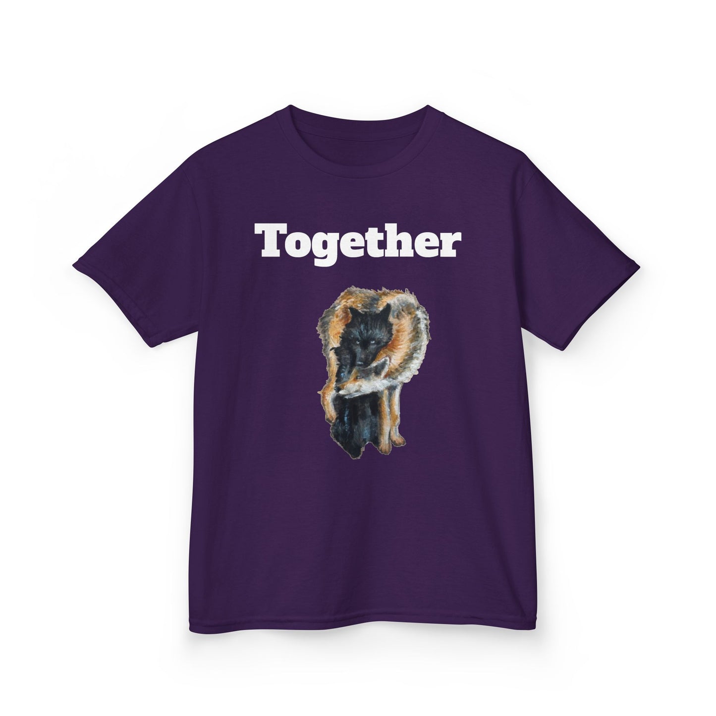 Kids T-Shirt - "Together" Hugging Wolves Design | Cute Animal Tee for Children