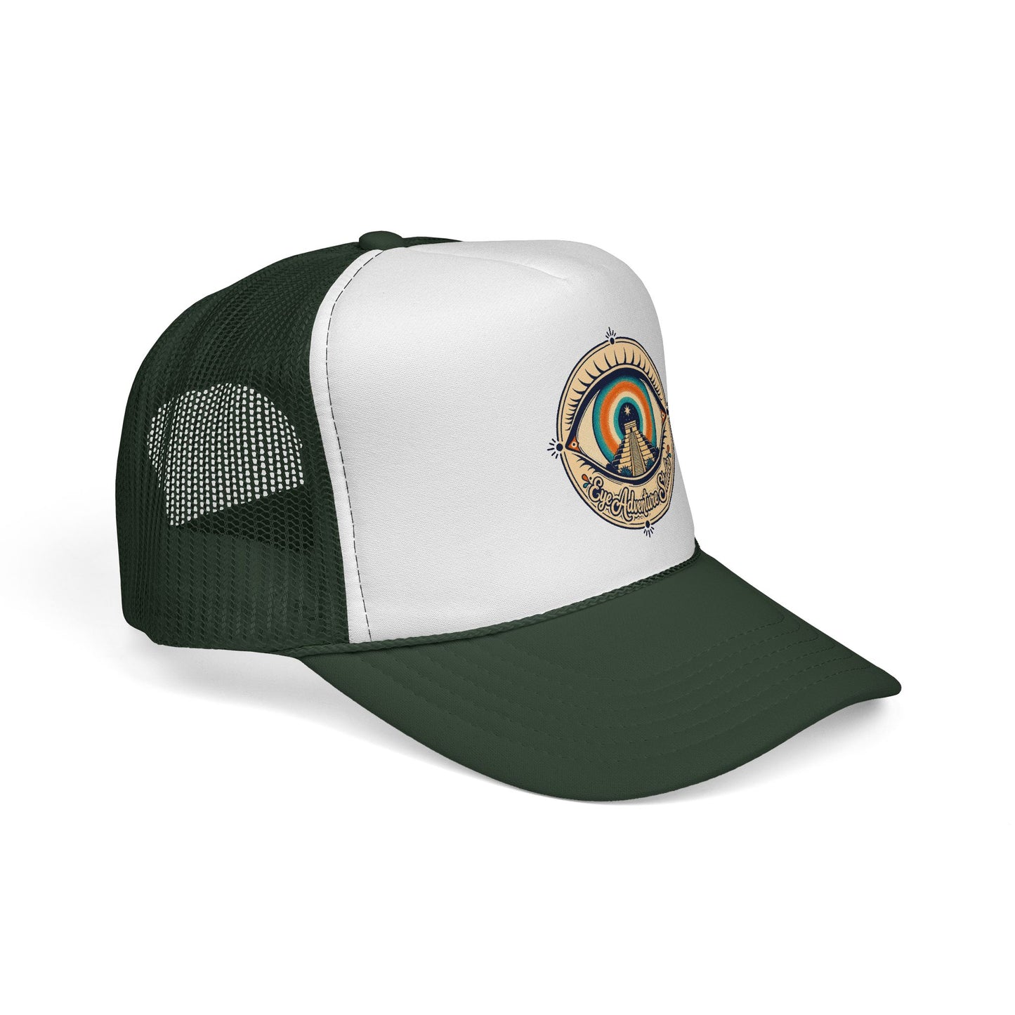 Eye Adventure Studio “Eye of the feminine creator” Eye Graphic Trucker Cap — Monochrome Vintage Eye Illustration Hat