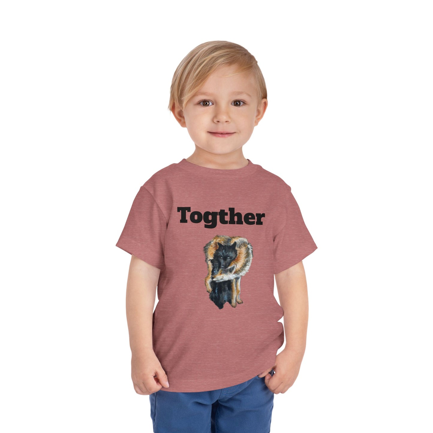 Toddler Tee — 'Together' Wolves Hug Design