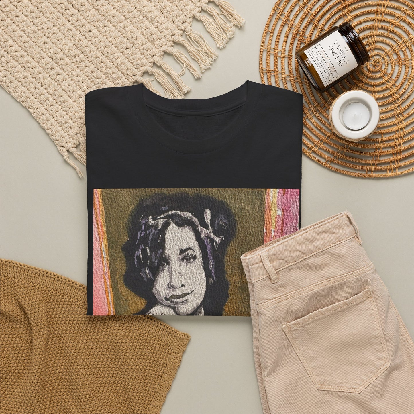Camden Queen Amy W. Portrait Art Tee — Watercolor Painted Amy W. Hand-Drawn Tattooed Woman Graphic T-Shirt