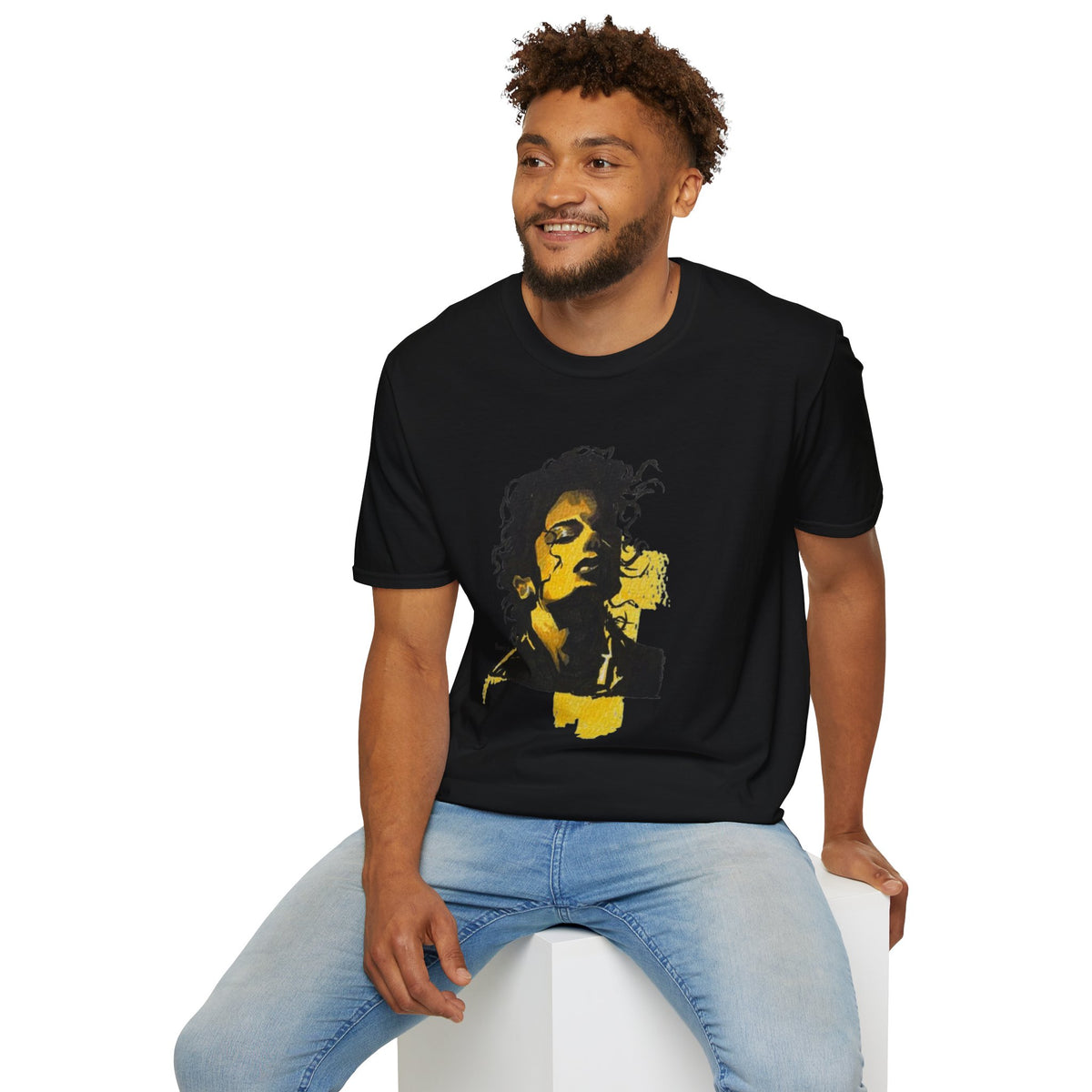 Mike's Light Portrait Graphic T-Shirt M. Jackson hand drawn illustration