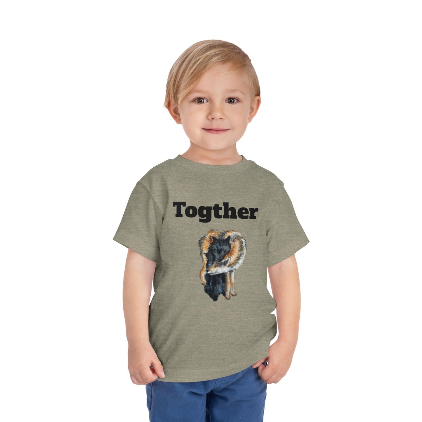 Toddler Tee — 'Together' Wolves Hug Design