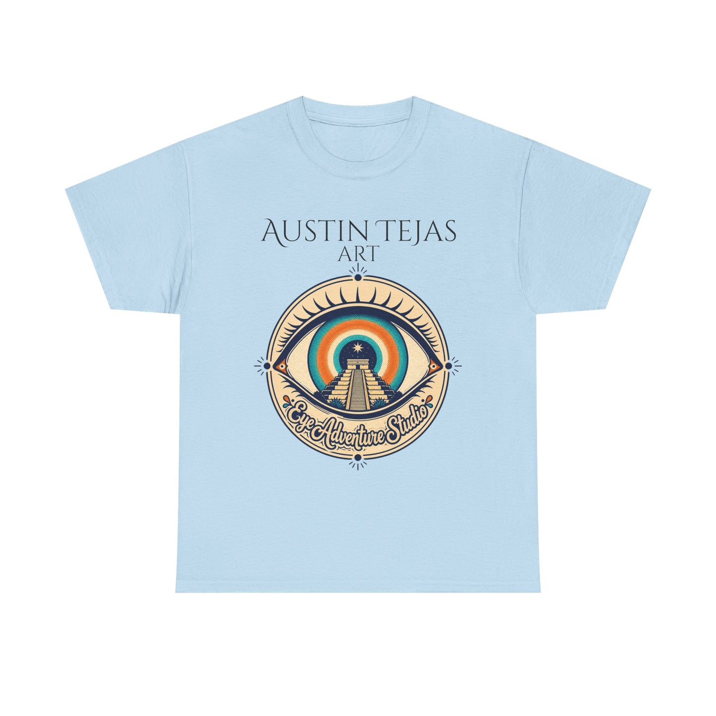 Mayan Pyramid Sunset Art Tee — "Austin Tejas Art" Graphic T-Shirt