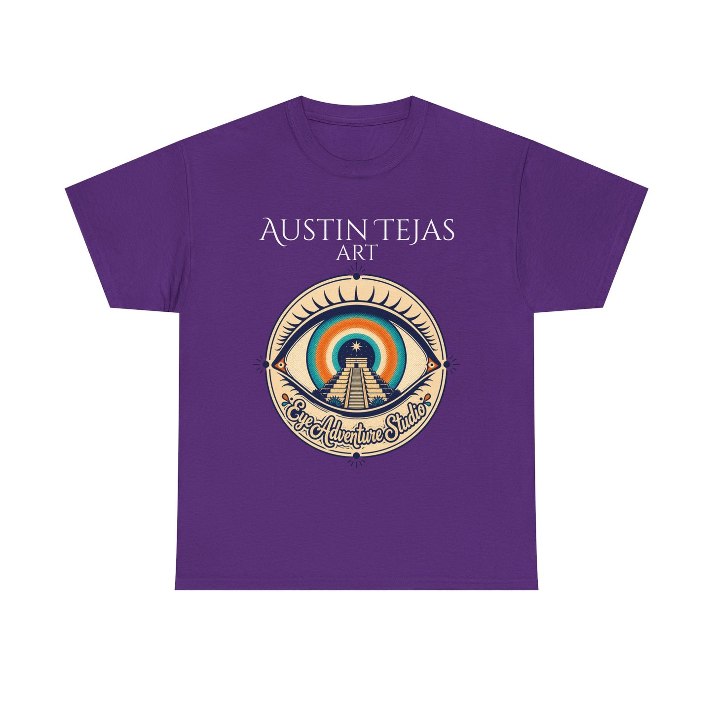 Mayan Pyramid Sunset Art Tee — "Austin Tejas Art" Graphic T-Shirt