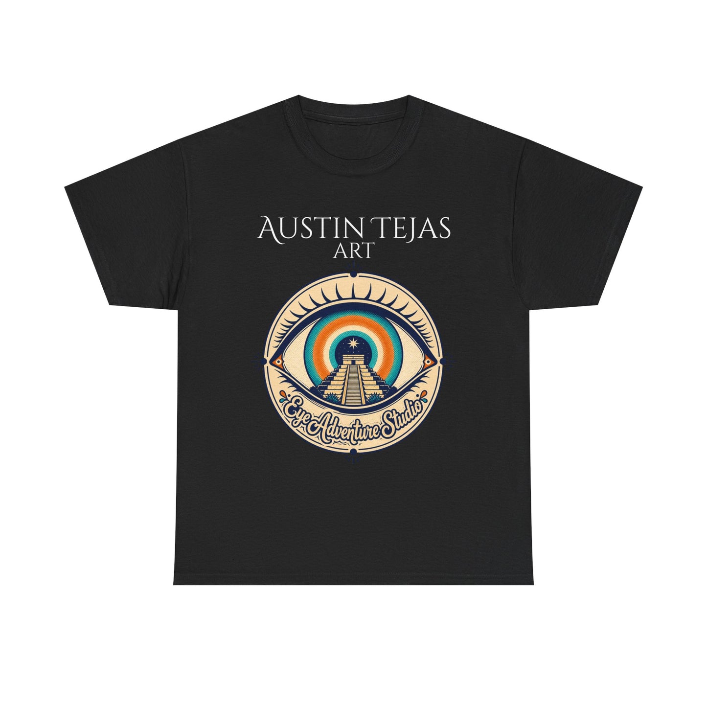 Mayan Pyramid Sunset Art Tee — "Austin Tejas Art" Graphic T-Shirt