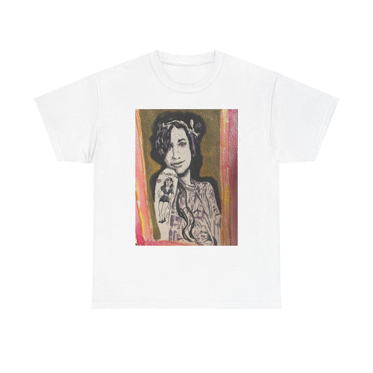 Camden Queen Amy W. Portrait Art Tee — Watercolor Painted Amy W. Hand-Drawn Tattooed Woman Graphic T-Shirt
