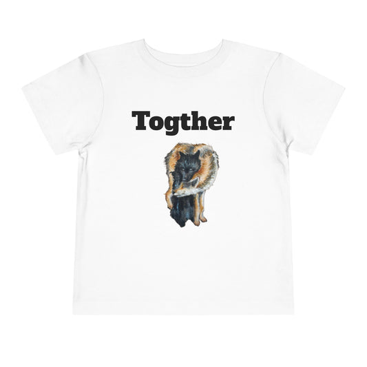 Toddler Tee — 'Together' Wolves Hug Design