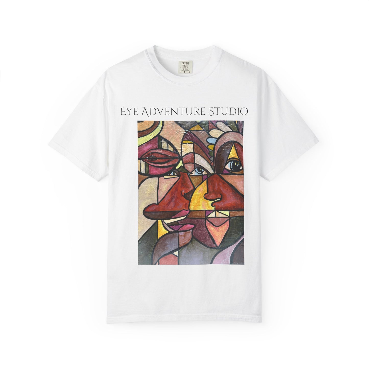 Abstract Cubist Faces T-Shirt — "EYE ADVENTU" Artistic Graphic Tee