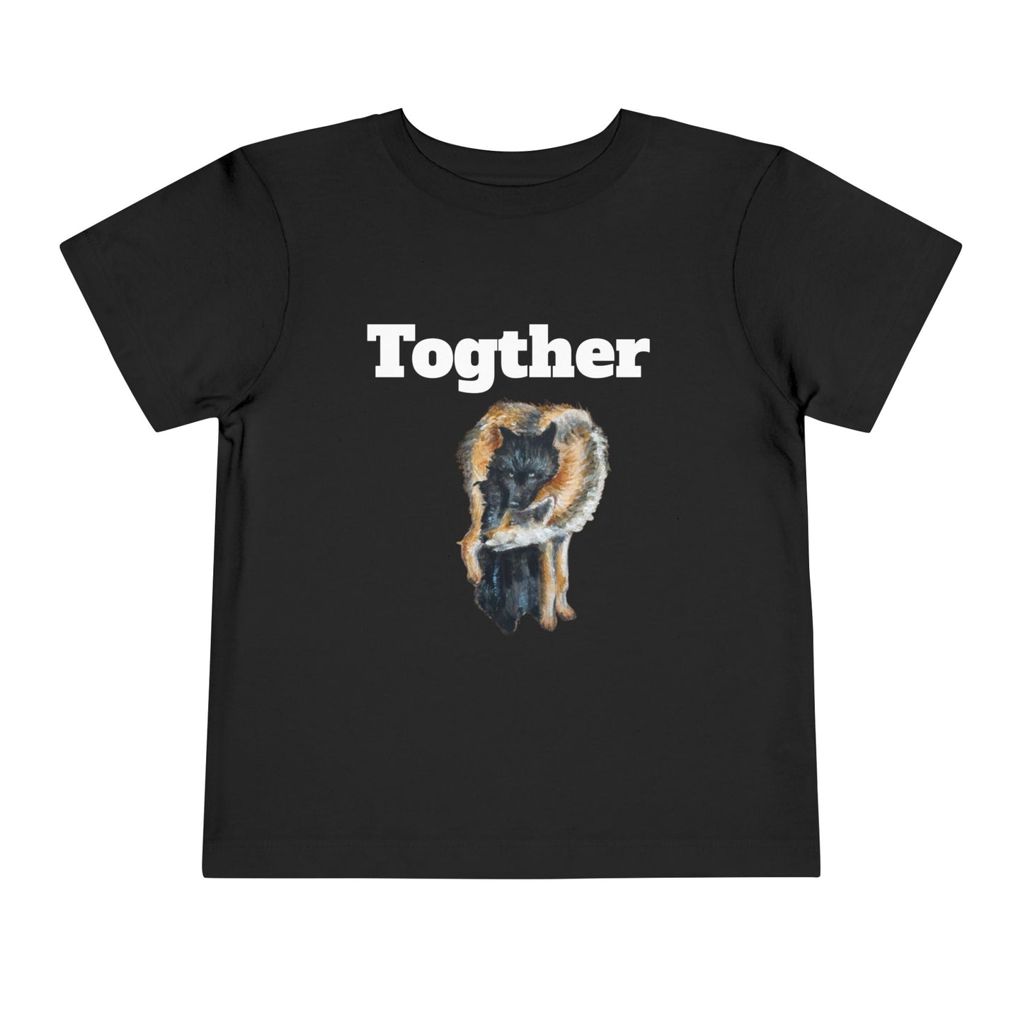 Toddler Tee — 'Together' Wolves Hug Design