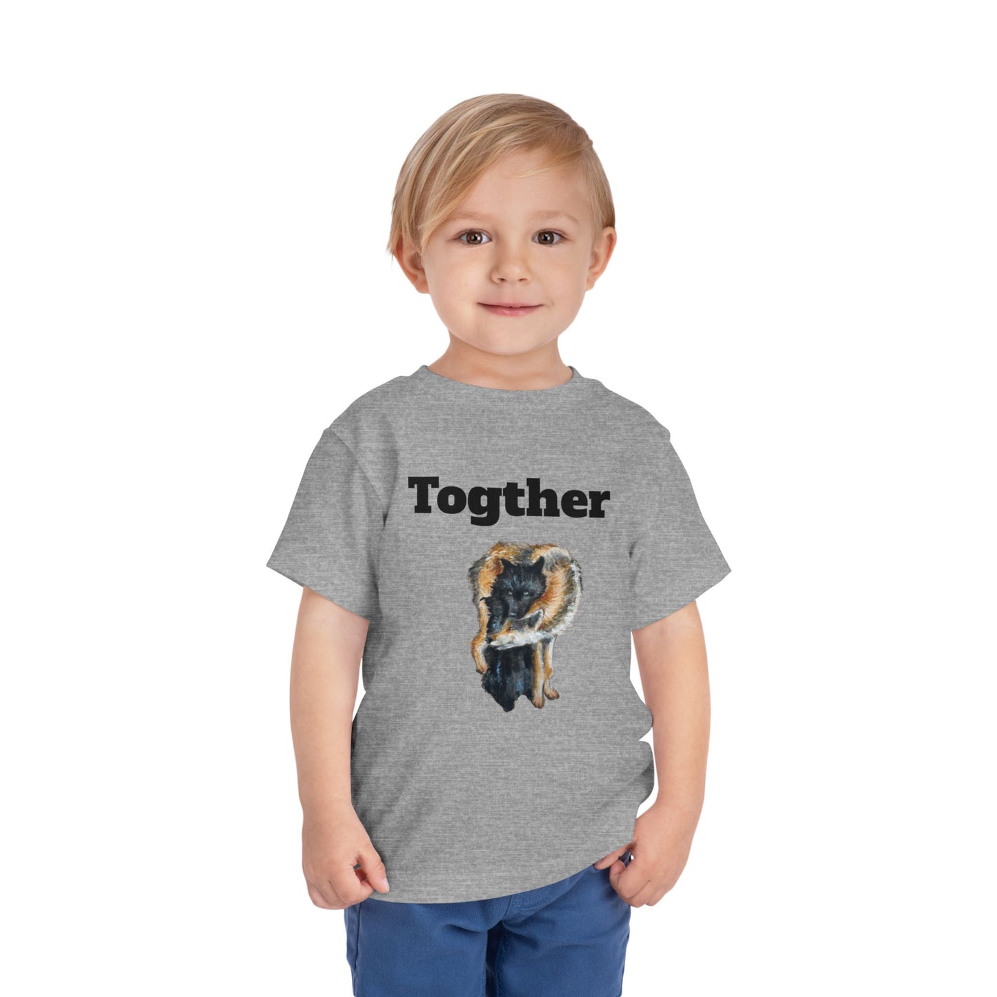 Toddler Tee — 'Together' Wolves Hug Design