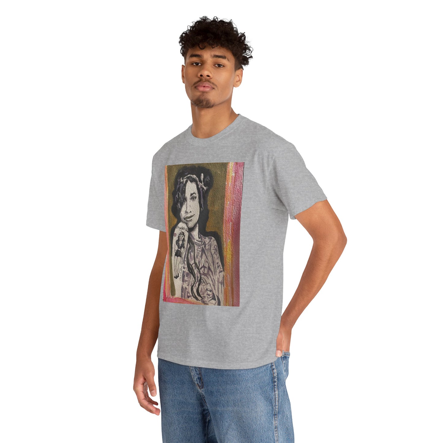 Camden Queen Amy W. Portrait Art Tee — Watercolor Painted Amy W. Hand-Drawn Tattooed Woman Graphic T-Shirt