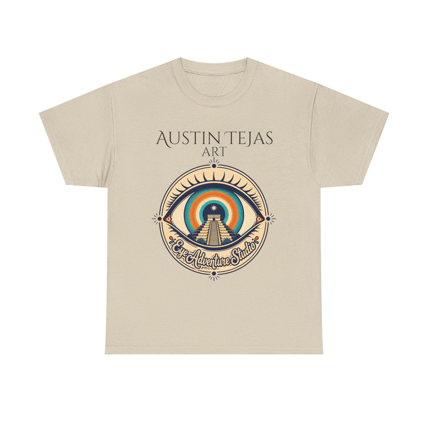Mayan Pyramid Sunset Art Tee — "Austin Tejas Art" Graphic T-Shirt