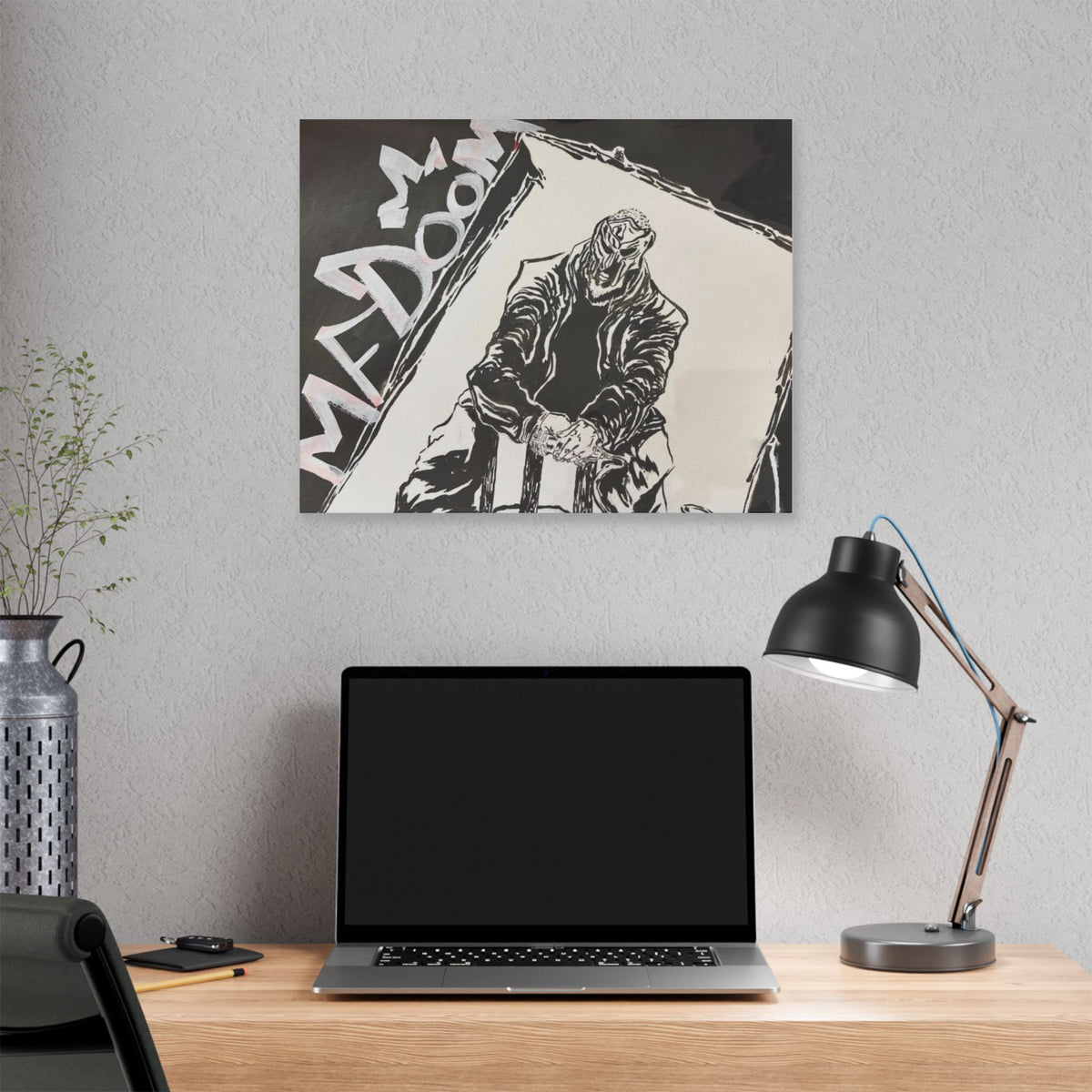M.F D.O.O.M Watercolor and Japanese Illustration Print on Canvas