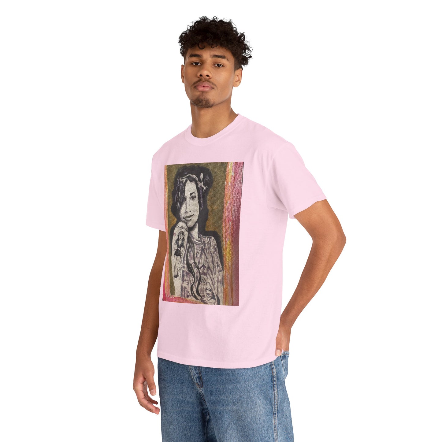 Camden Queen Amy W. Portrait Art Tee — Watercolor Painted Amy W. Hand-Drawn Tattooed Woman Graphic T-Shirt