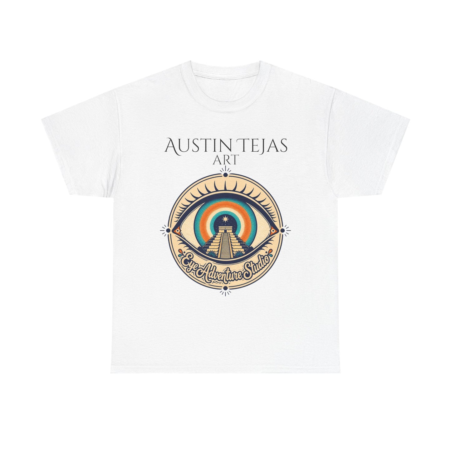 Mayan Pyramid Sunset Art Tee — "Austin Tejas Art" Graphic T-Shirt