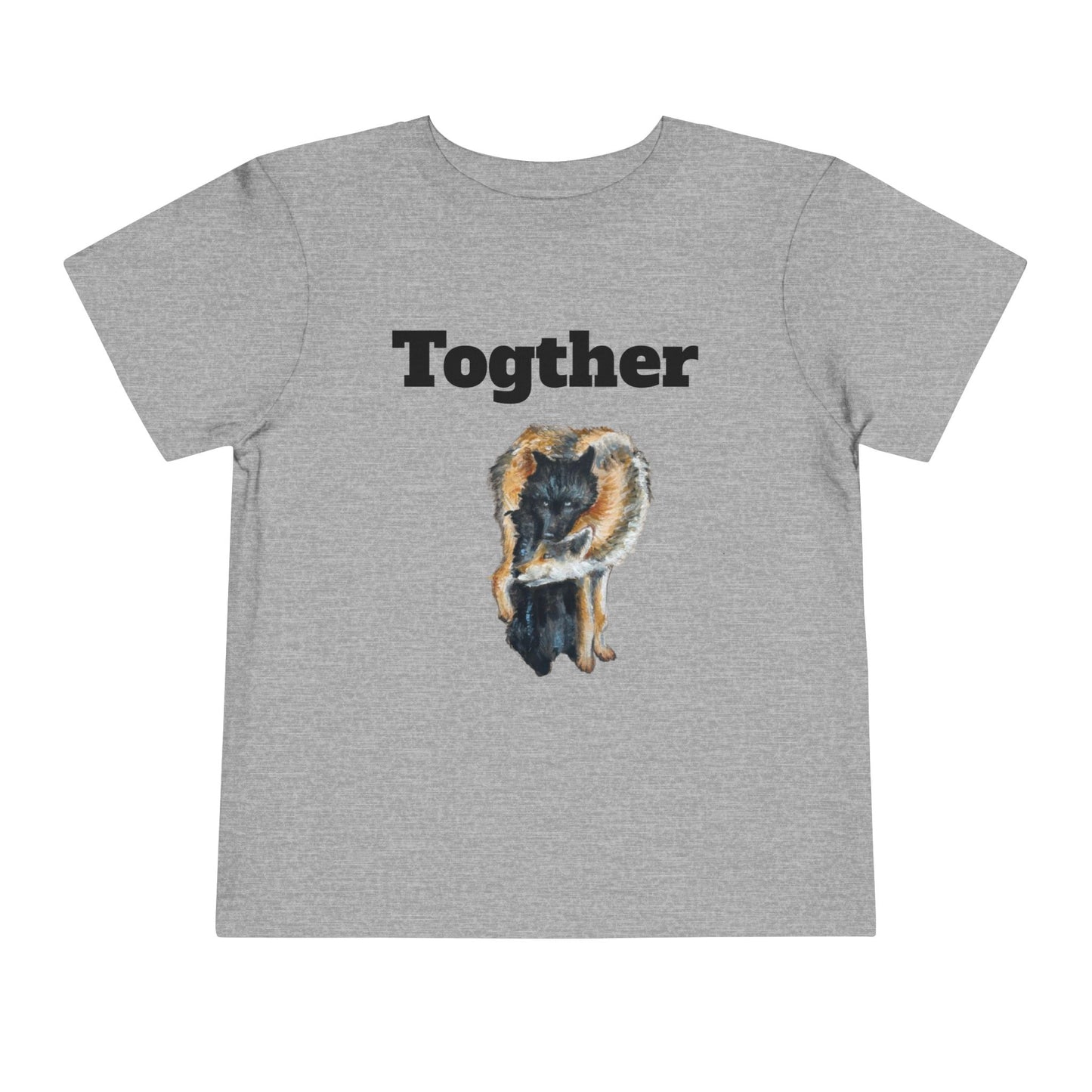 Toddler Tee — 'Together' Wolves Hug Design