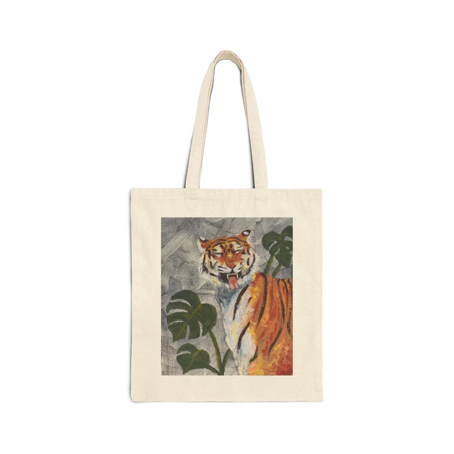 Tiger Art Canvas Tote Bag — "Tiger got your tongue." 'Eye Adventure Studio' Printed Cotton Shopper