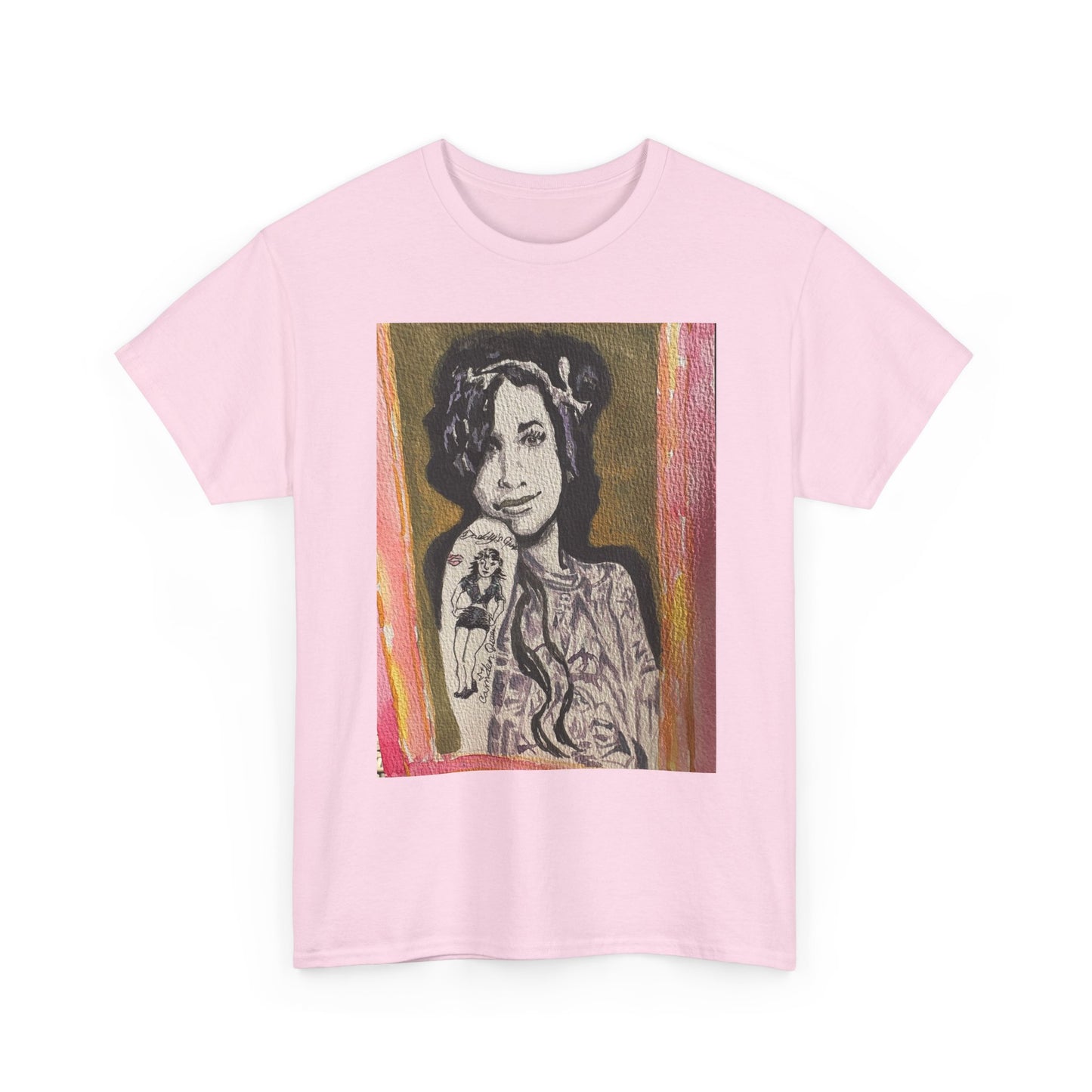 Camden Queen Amy W. Portrait Art Tee — Watercolor Painted Amy W. Hand-Drawn Tattooed Woman Graphic T-Shirt
