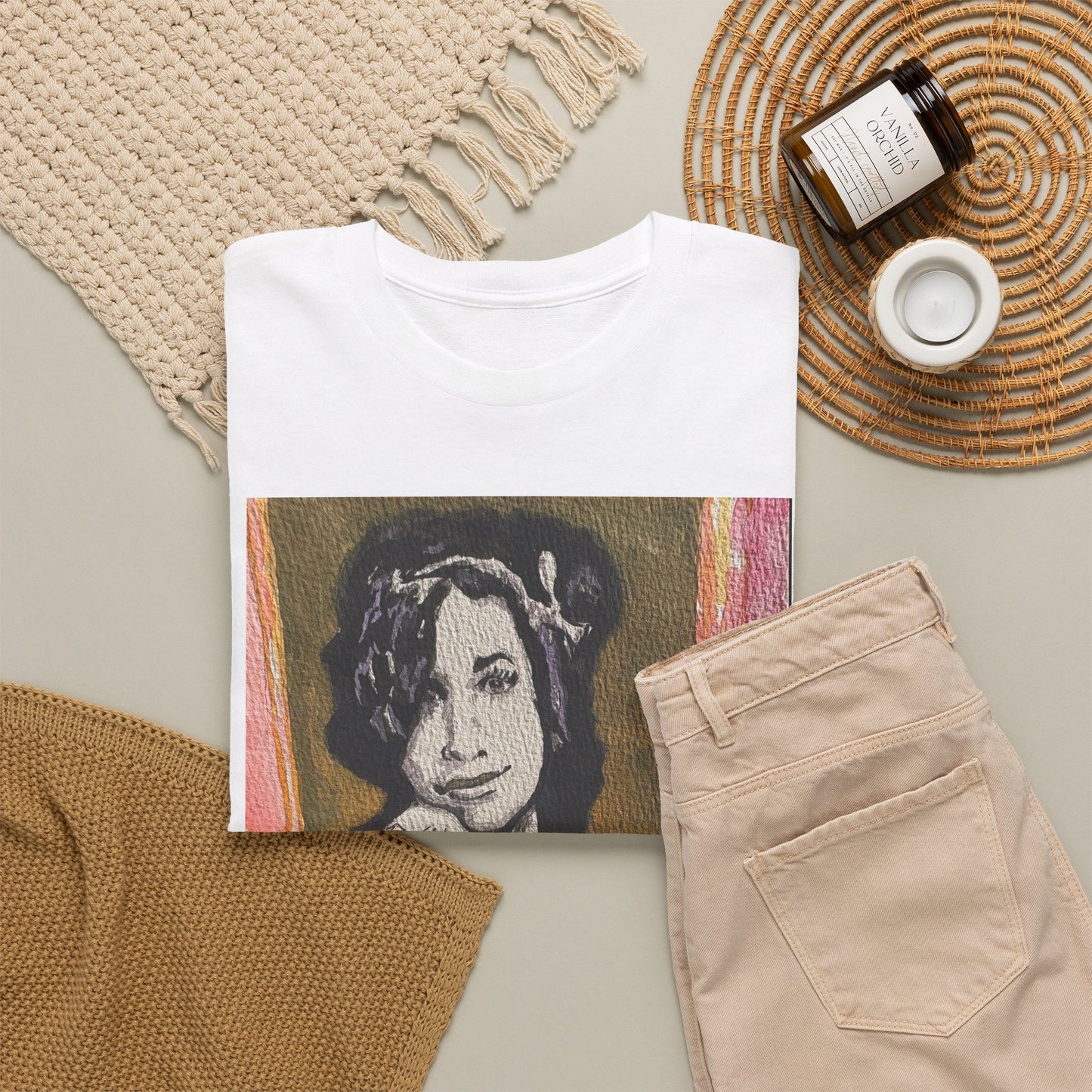 Camden Queen Amy W. Portrait Art Tee — Watercolor Painted Amy W. Hand-Drawn Tattooed Woman Graphic T-Shirt