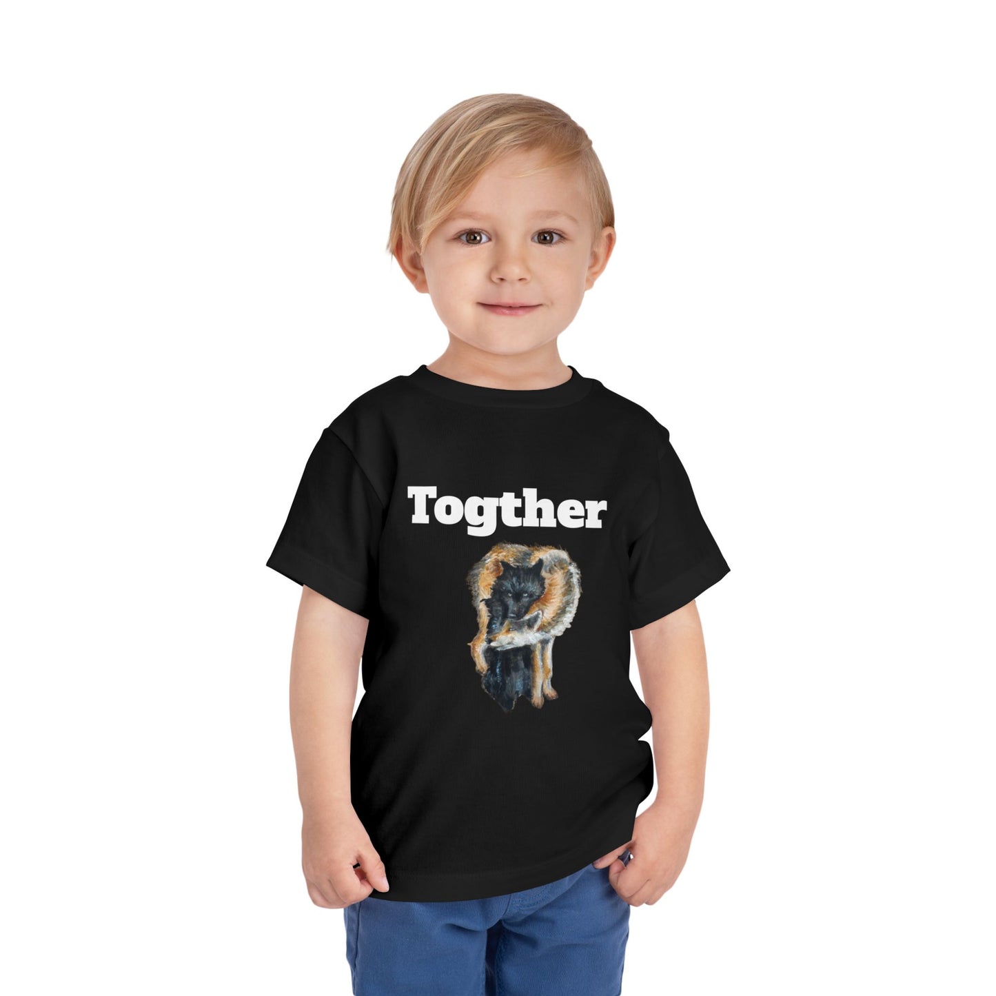 Toddler Tee — 'Together' Wolves Hug Design