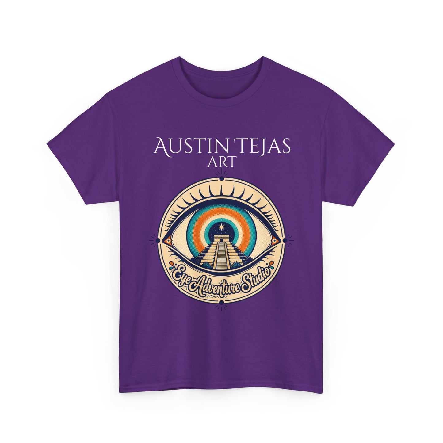 Mayan Pyramid Sunset Art Tee — "Austin Tejas Art" Graphic T-Shirt