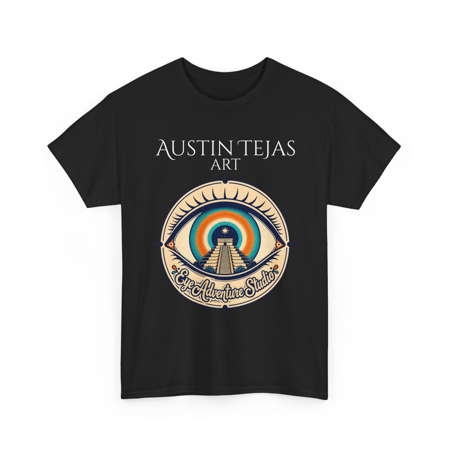 Mayan Pyramid Sunset Art Tee — "Austin Tejas Art" Graphic T-Shirt
