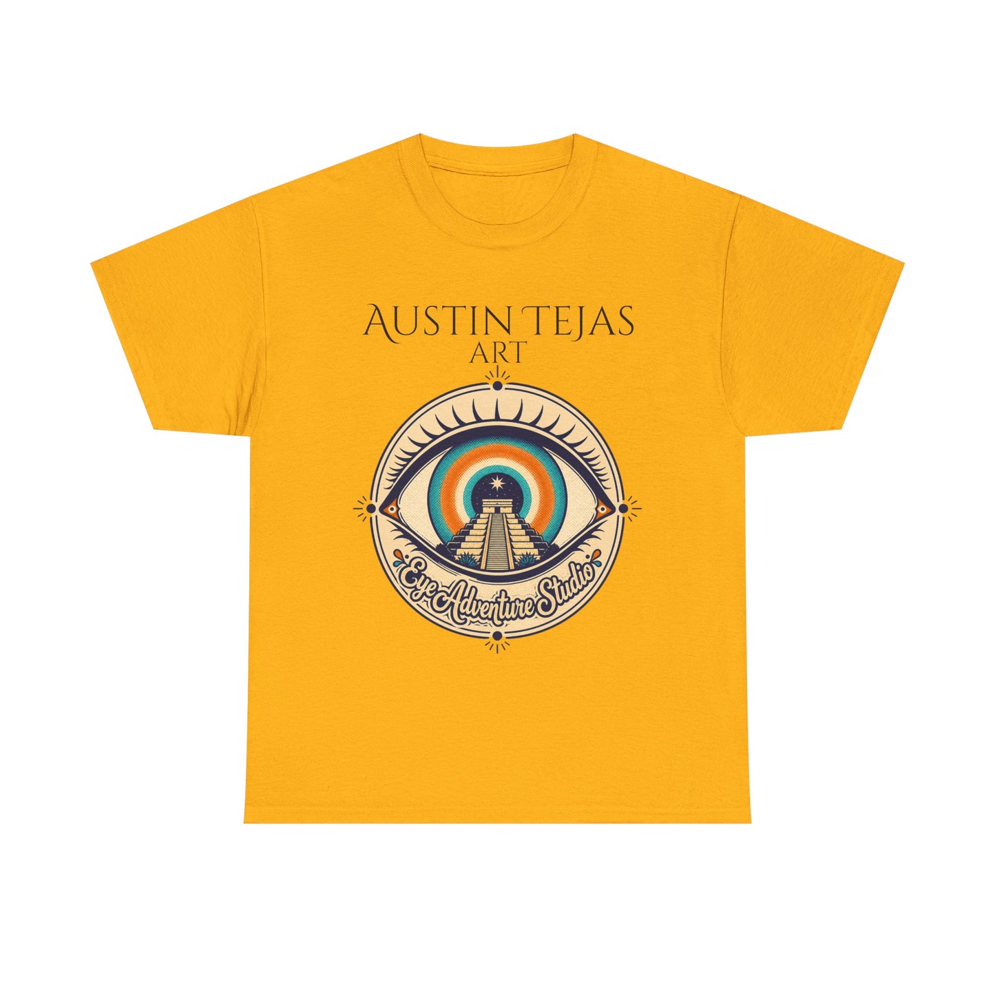 Mayan Pyramid Sunset Art Tee — "Austin Tejas Art" Graphic T-Shirt