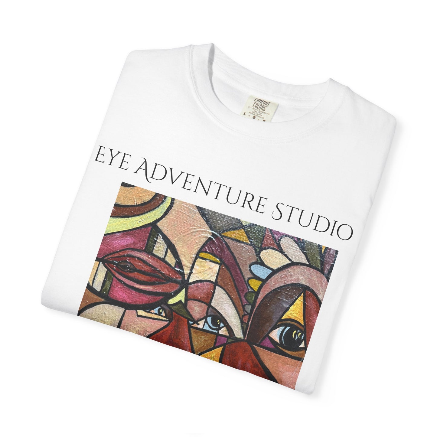 Abstract Cubist Faces T-Shirt — "EYE ADVENTU" Artistic Graphic Tee