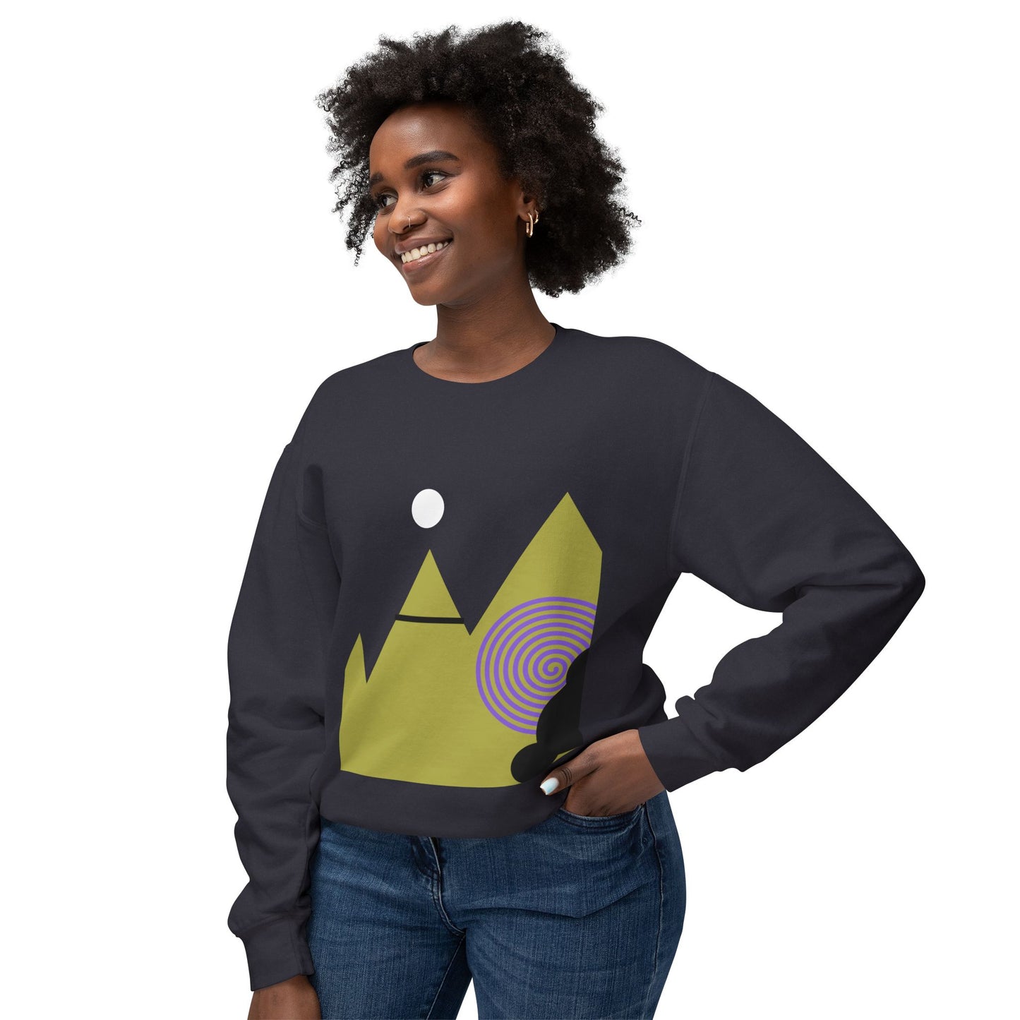 Original Great Pyramid Design With Sky Face On The Back Artistic Unisex Crewneck Sweatshirt, Aesthetic Apparel for Nature Lovers, Cozy Streetwear, Art Vibe Sweater