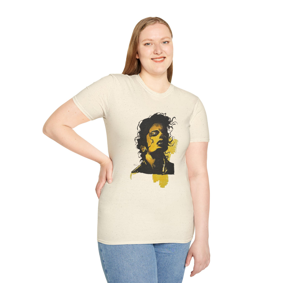 Mike's Light Portrait Graphic T-Shirt M. Jackson hand drawn illustration