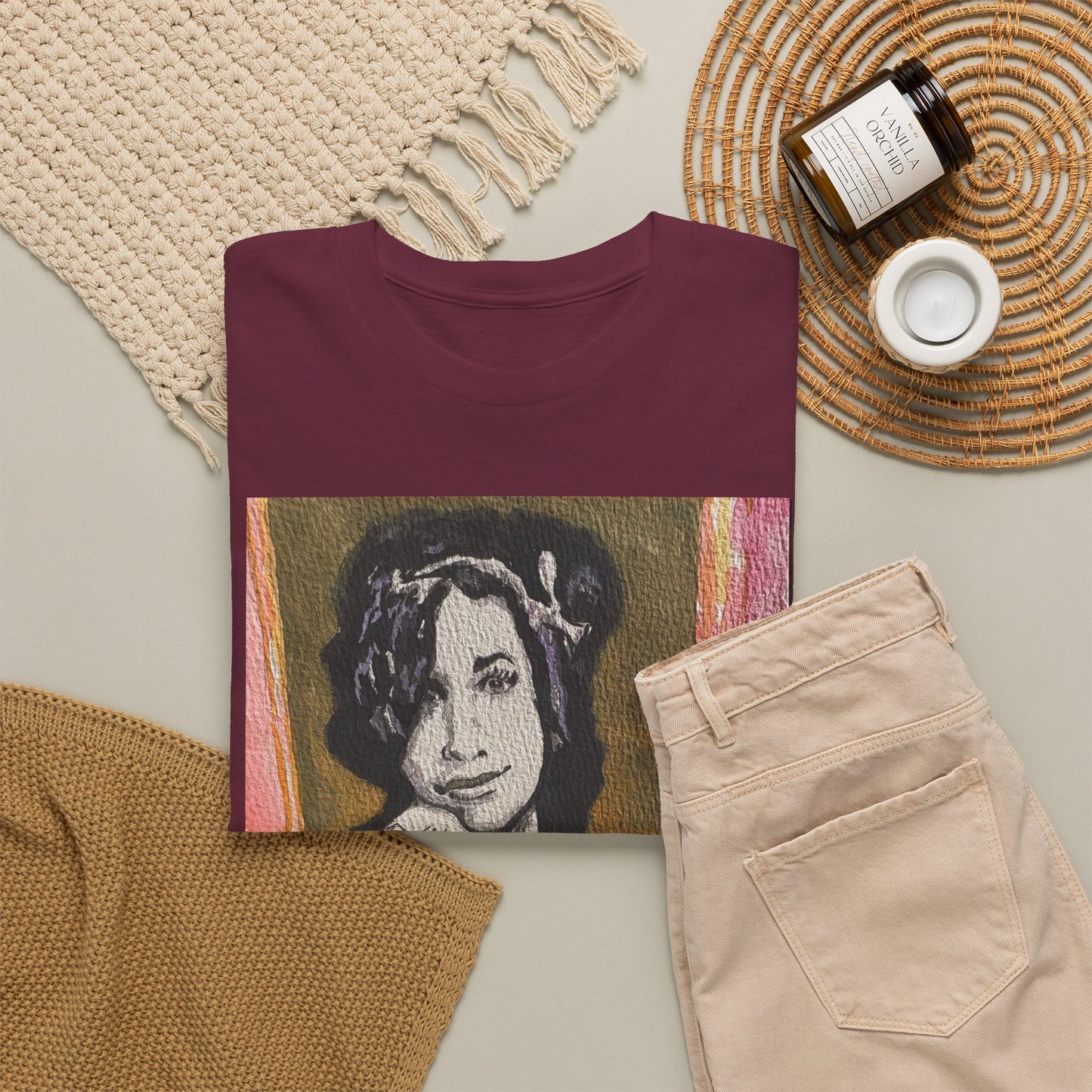Camden Queen Amy W. Portrait Art Tee — Watercolor Painted Amy W. Hand-Drawn Tattooed Woman Graphic T-Shirt
