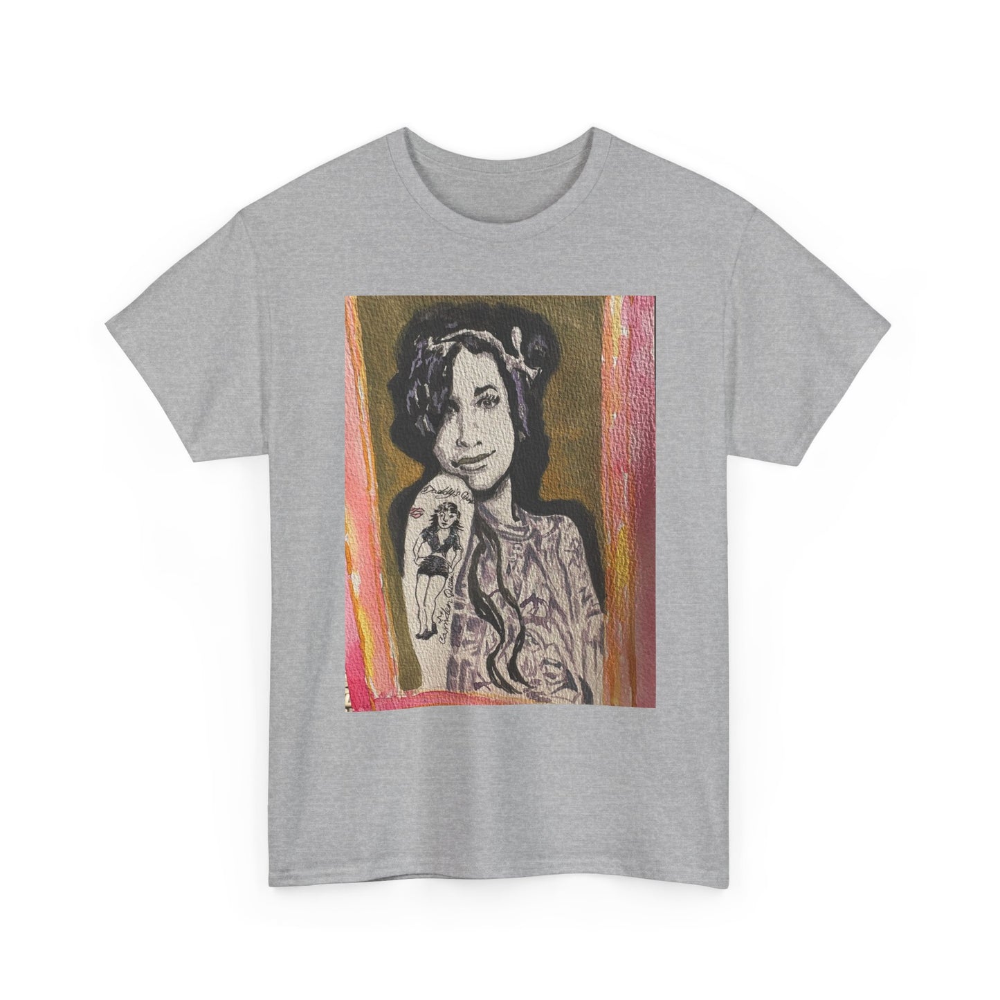 Camden Queen Amy W. Portrait Art Tee — Watercolor Painted Amy W. Hand-Drawn Tattooed Woman Graphic T-Shirt