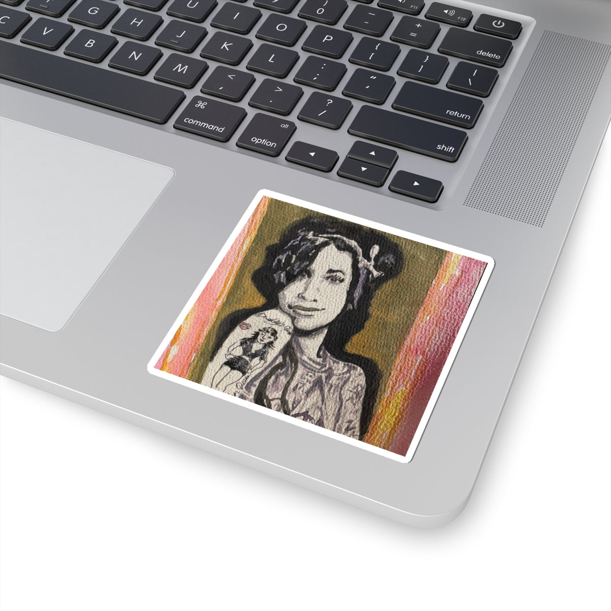 Amy W. Portrait Kiss-Cut Sticker — Retro Tattoo Art Laptop Decal