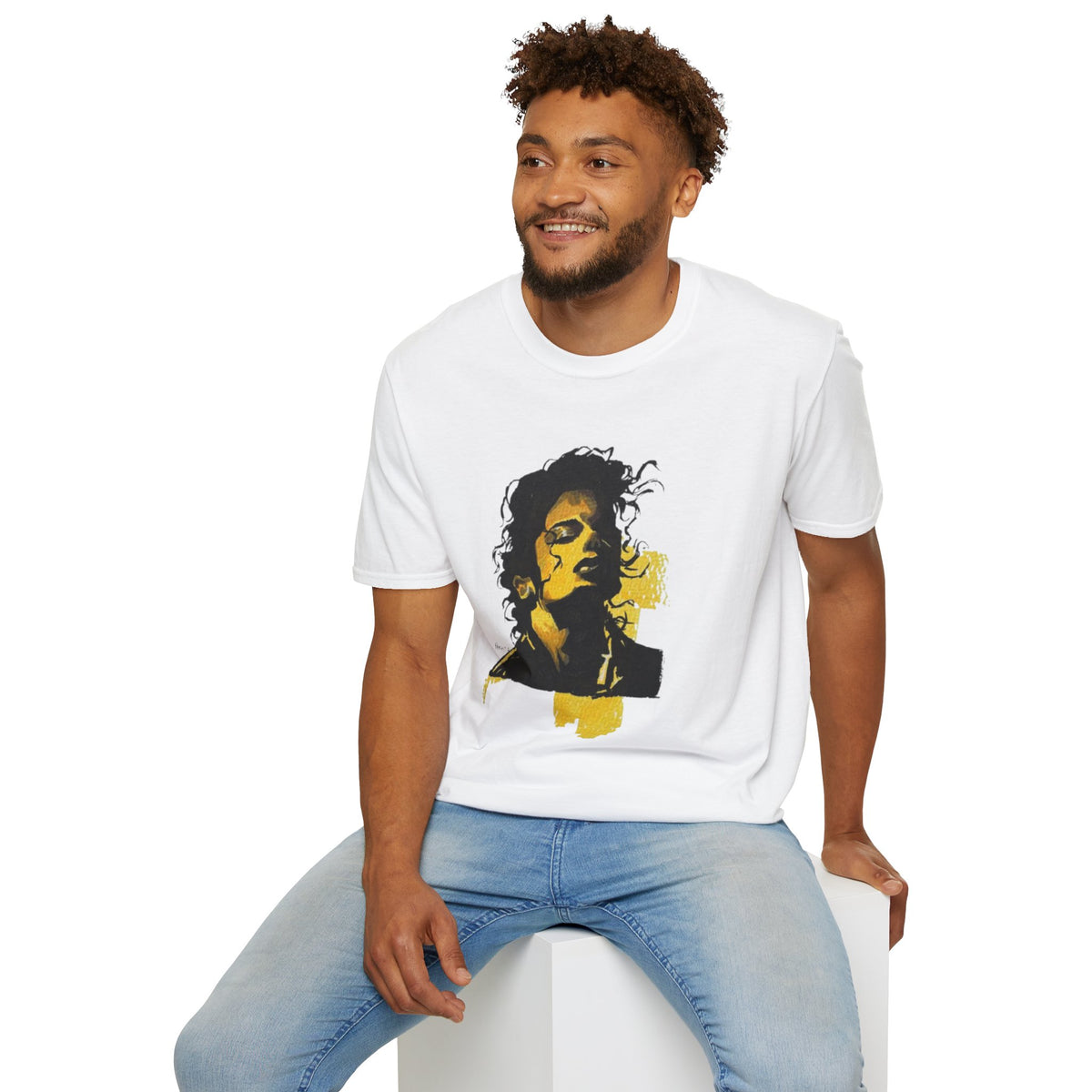 Mike's Light Portrait Graphic T-Shirt M. Jackson hand drawn illustration