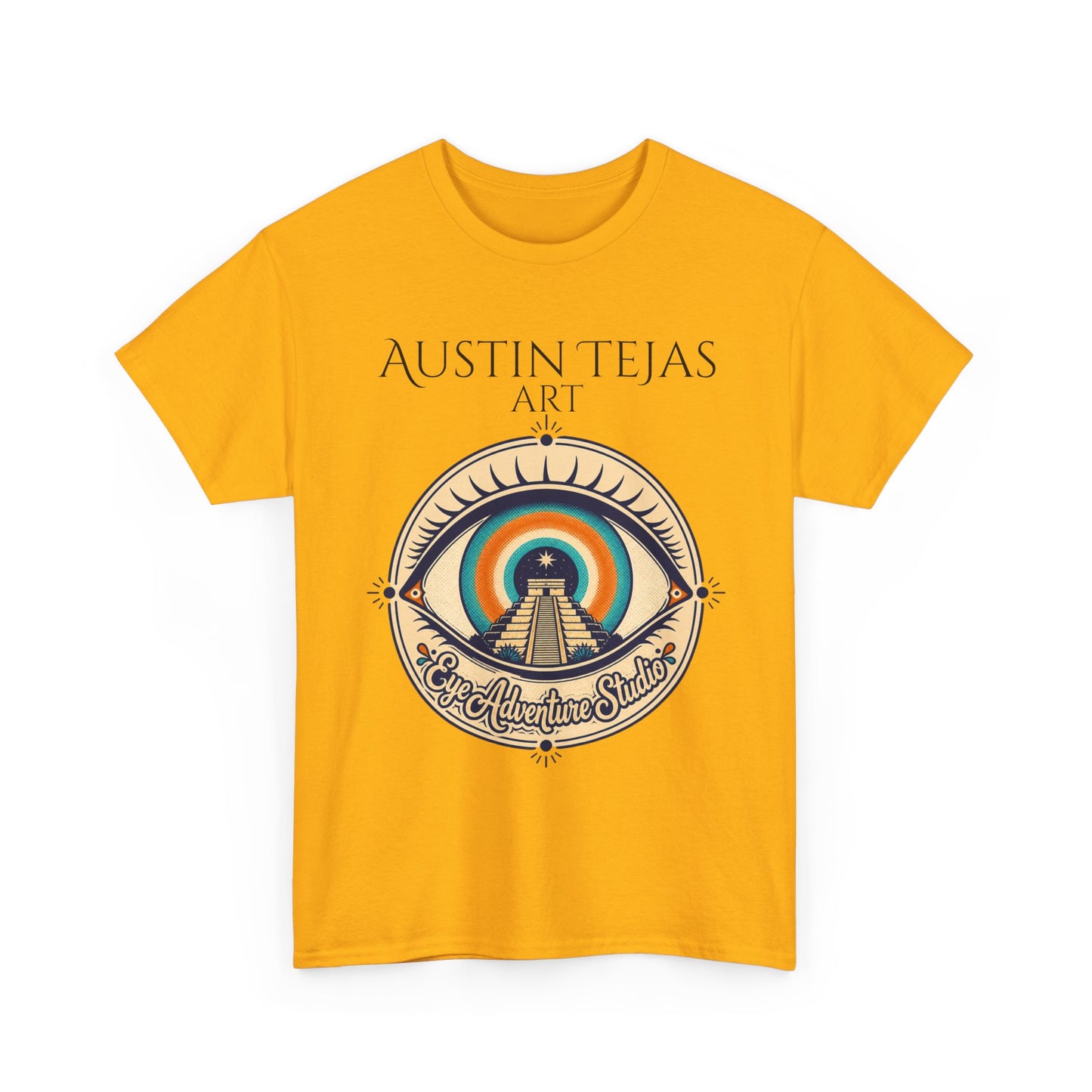 Mayan Pyramid Sunset Art Tee — "Austin Tejas Art" Graphic T-Shirt