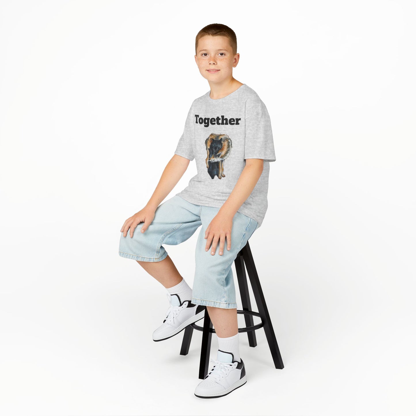 Kids T-Shirt - "Together" Hugging Wolves Design | Cute Animal Tee for Children
