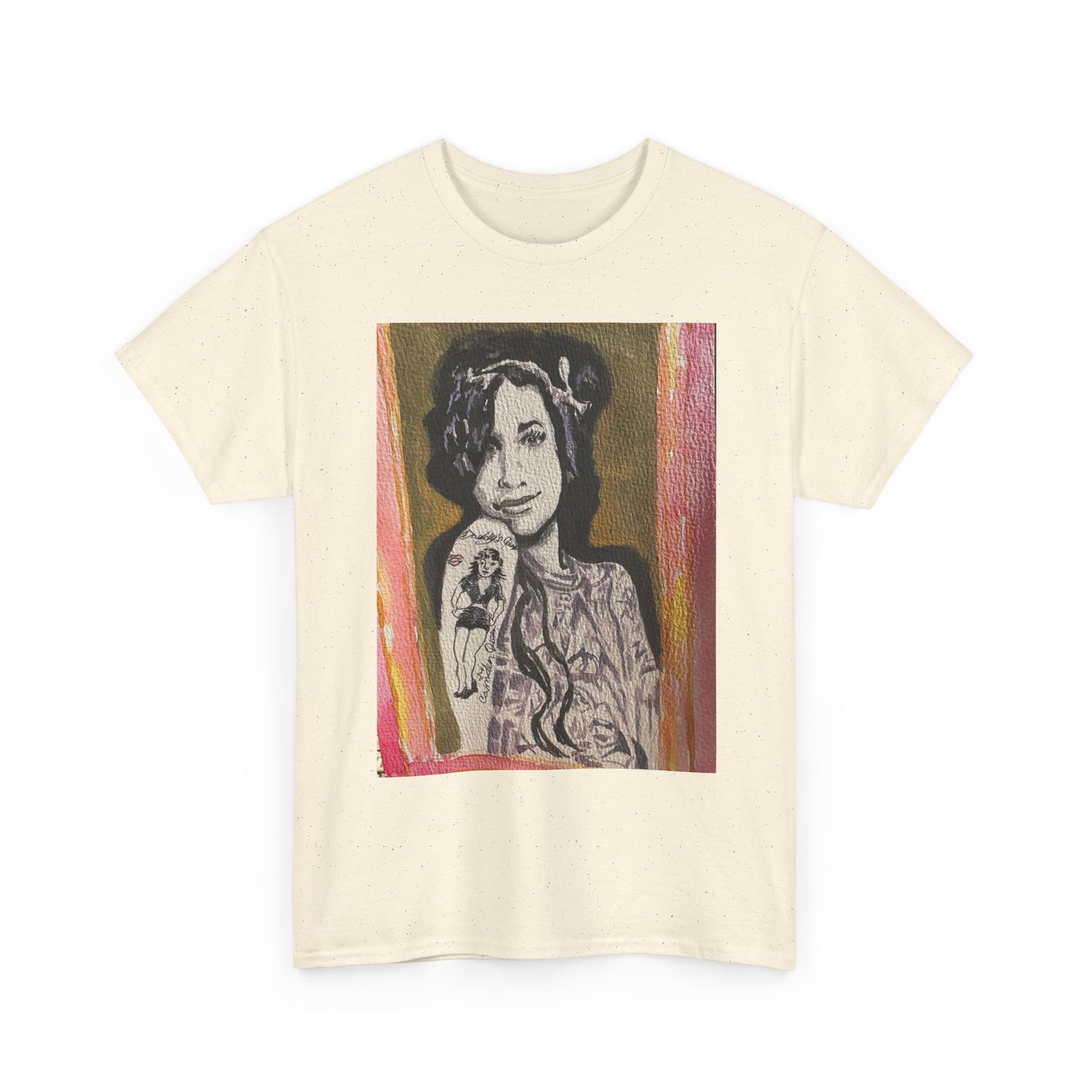Camden Queen Amy W. Portrait Art Tee — Watercolor Painted Amy W. Hand-Drawn Tattooed Woman Graphic T-Shirt