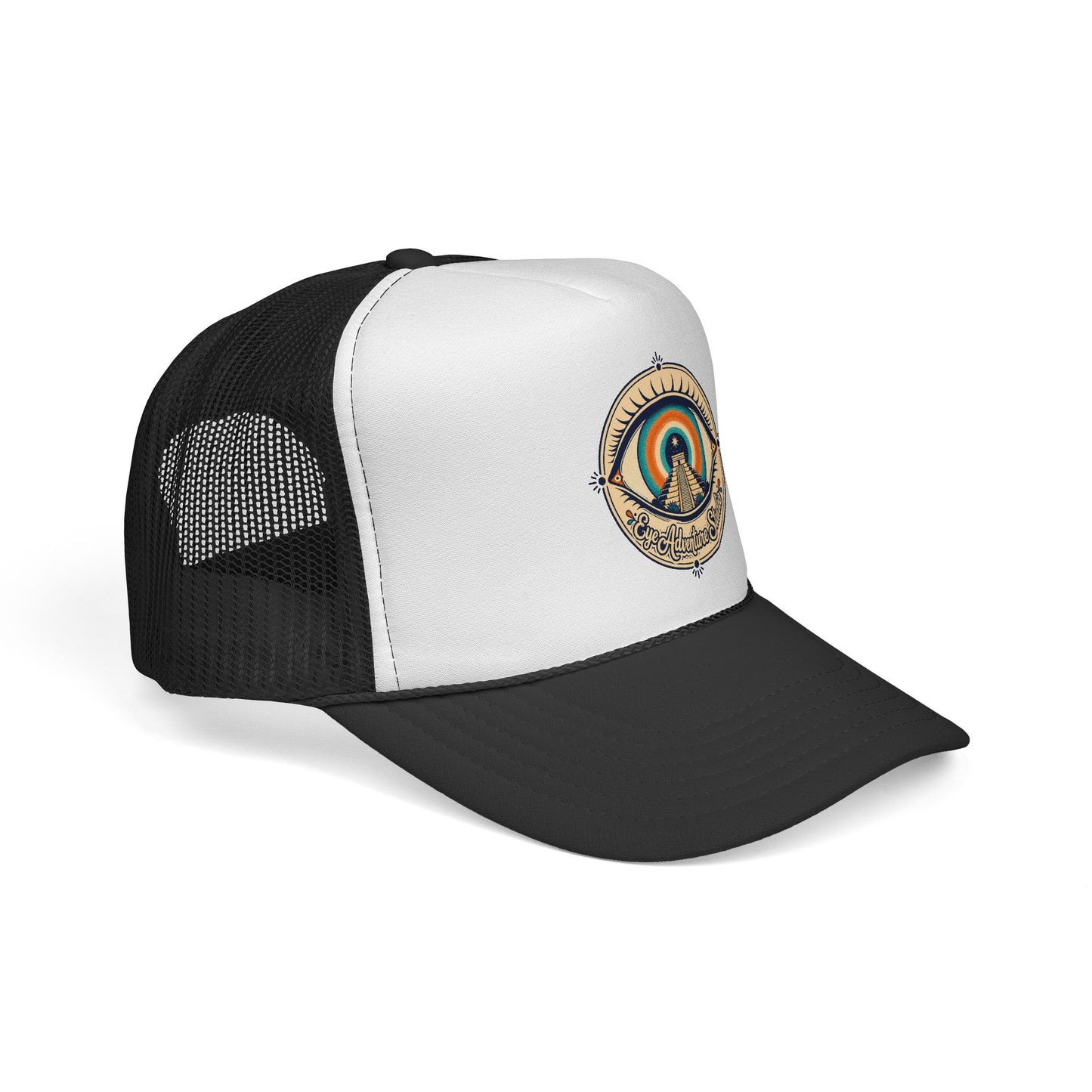 Eye Adventure Studio “Eye of the feminine creator” Eye Graphic Trucker Cap — Monochrome Vintage Eye Illustration Hat